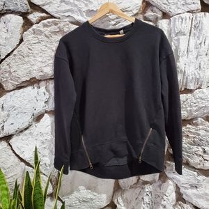 Athleta Black Sweater Zipper Cityscape Pullover Top Women's XXS